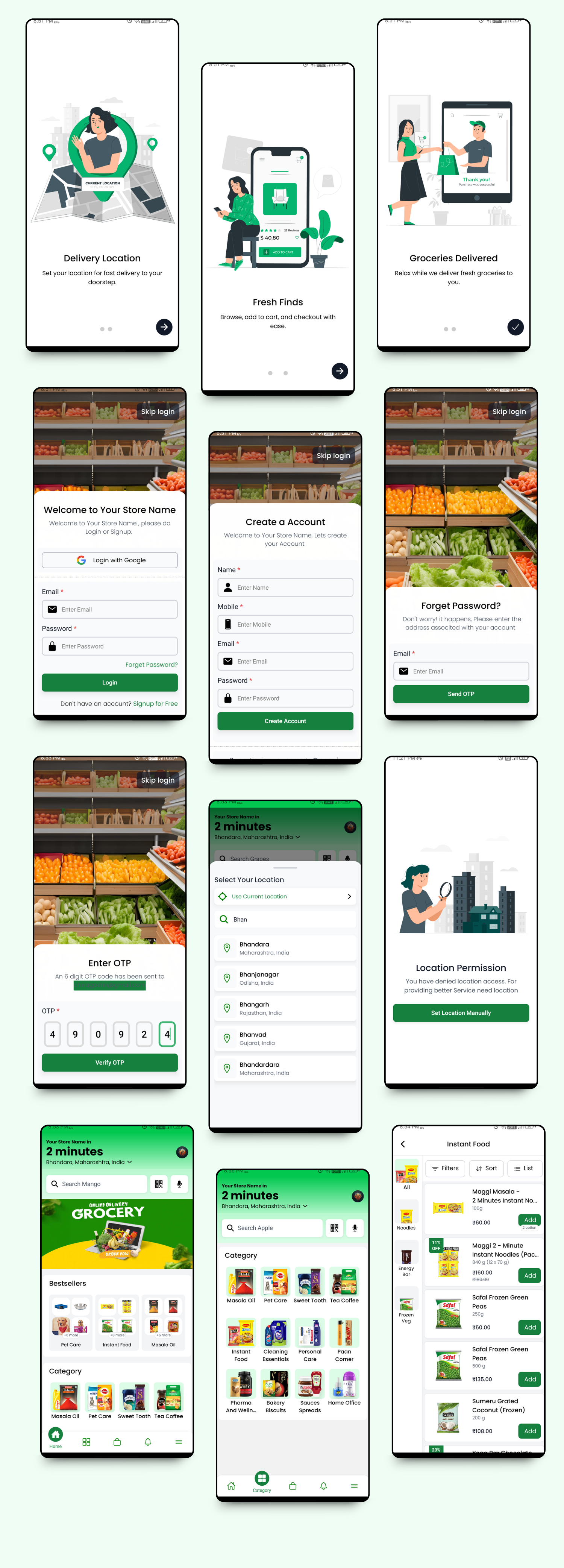 GroceryHub - 10 Minute App Multivendor Quick Commerce & eCommerce App | AI Insight | Multi Cart - 24