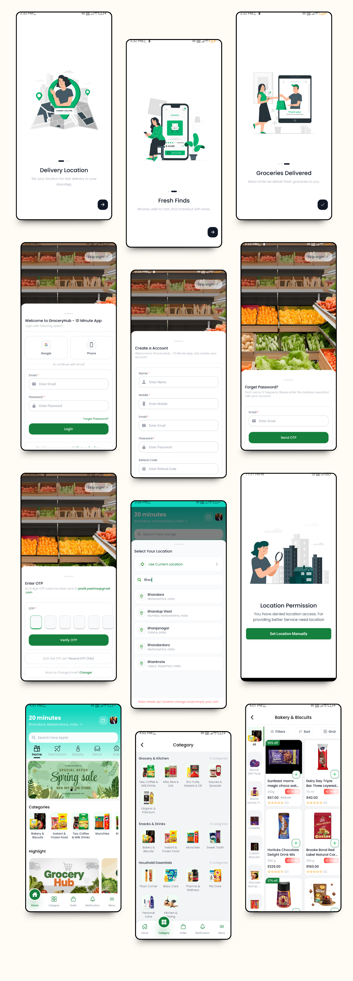 GroceryHub - 10 Minute App Multivendor Quick Commerce & eCommerce App | AI Insight | Multi Cart