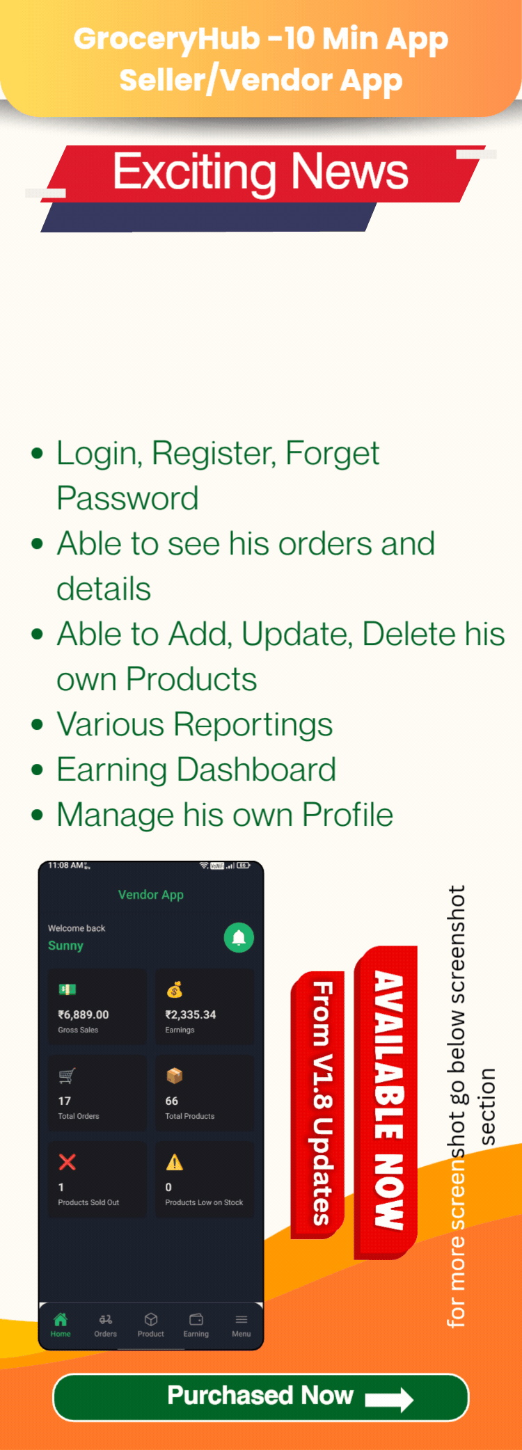 GroceryHub - 10 Minute App Multivendor Quick Commerce & eCommerce App | AI Insight | Multi Cart